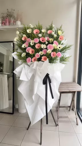 Condolence flower stand by VONZ FLORIST & GIFT