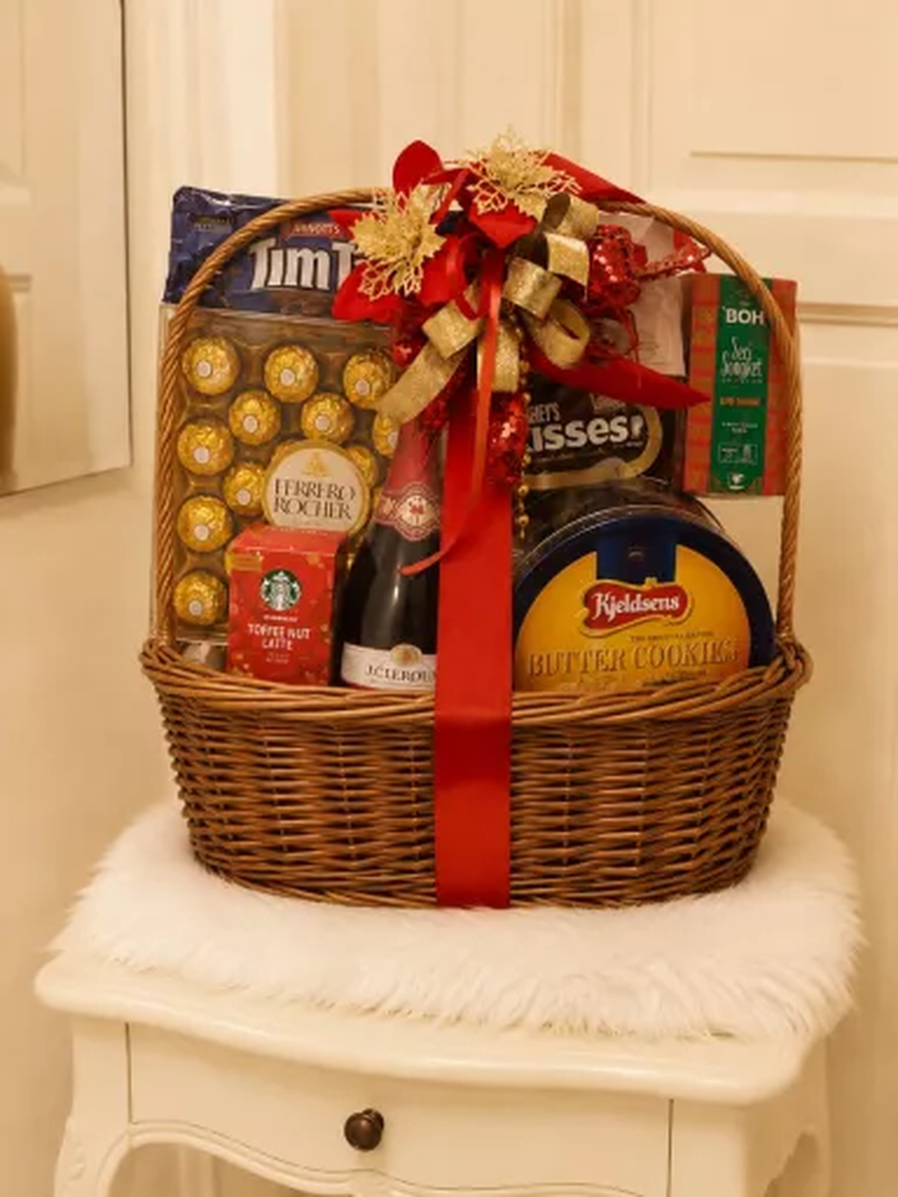 Gift hamper with festive ribbon
