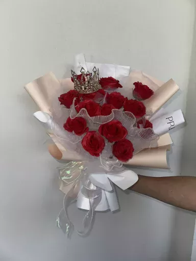 Soap Flower Bouquet With Crown 👑