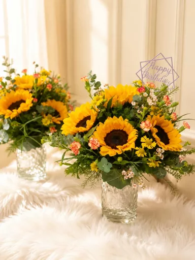 Sunny Sunflower Birthday Table Arrangement   阳光向日葵生日桌花