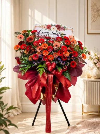 Red Gerbera Grand Opening Flower Stand  红色扶郎花开业庆贺花篮