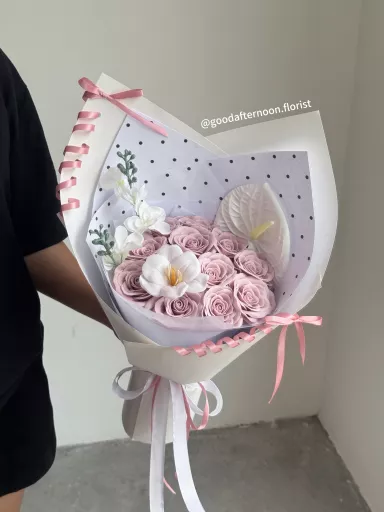 soap flower JB波点元素香皂花束
