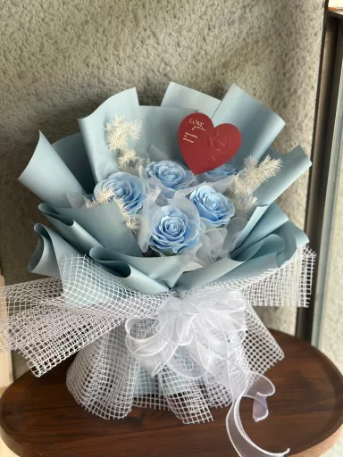Blue Confession Soap Roses Bouquet (Soap Flower)