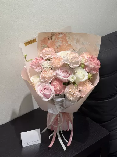Blush Serenity Carnation & Rose Bouquet 💞