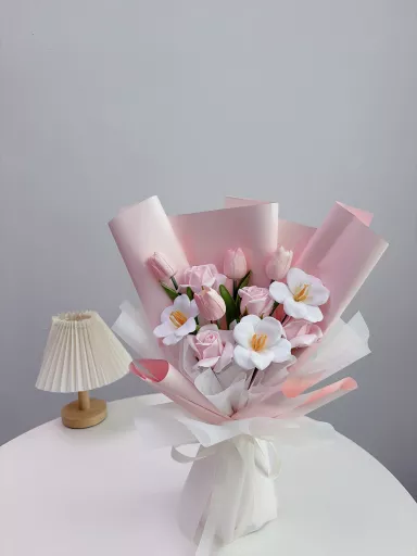 SOAP TULIP AND ROSE BOUQUET(PINK)