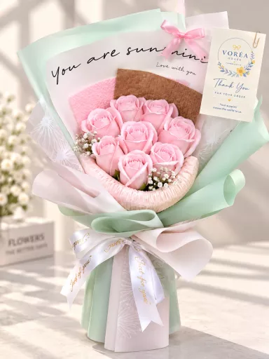 MINT GREEN & BABY PINK SOAP ROSE BOUQUET