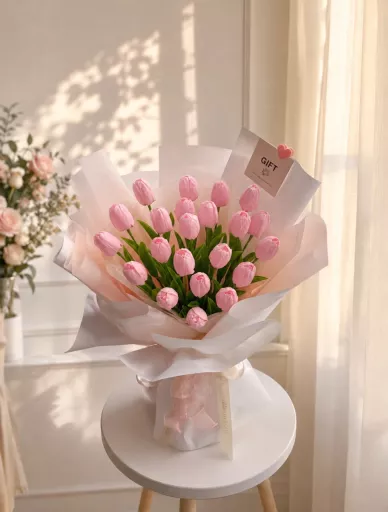 Blushing Tulip Soap Flower Bouquet