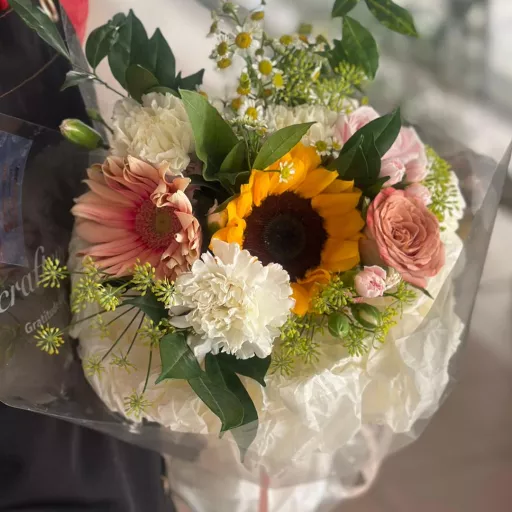 Blooming Splendor: The Captivating Fusion Of Sunflowers And Delicate Flowers (Fresh Flower)