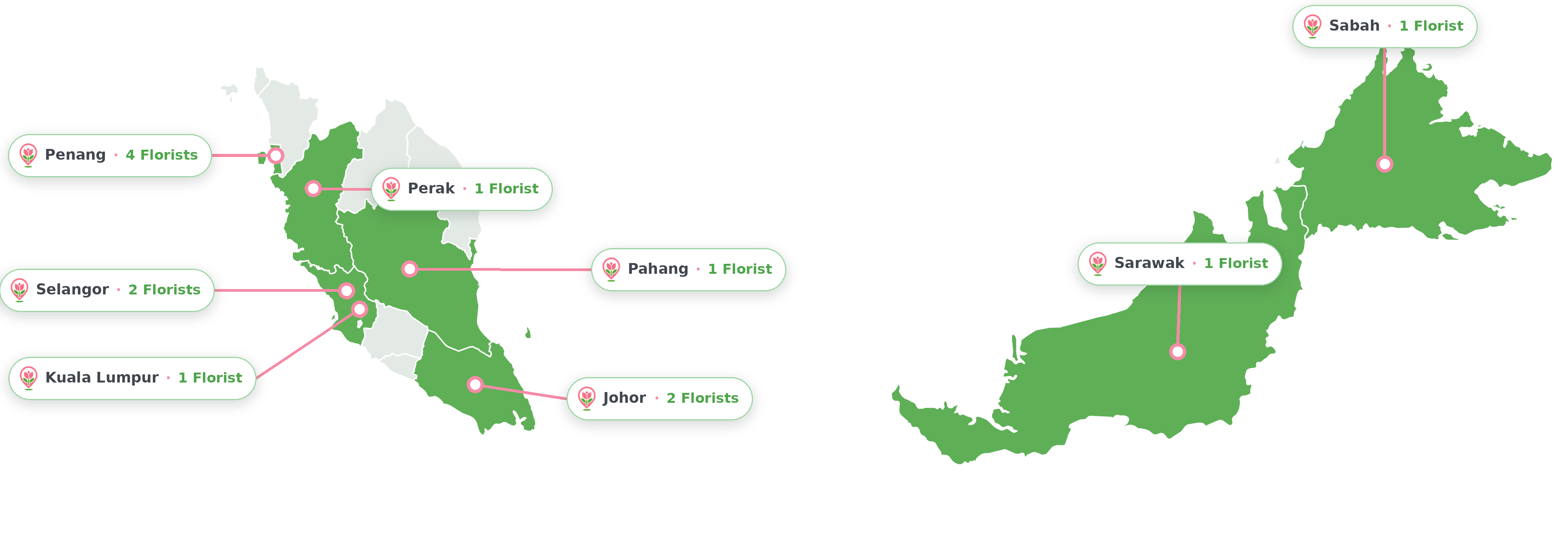 Flower Hub florist coverage map