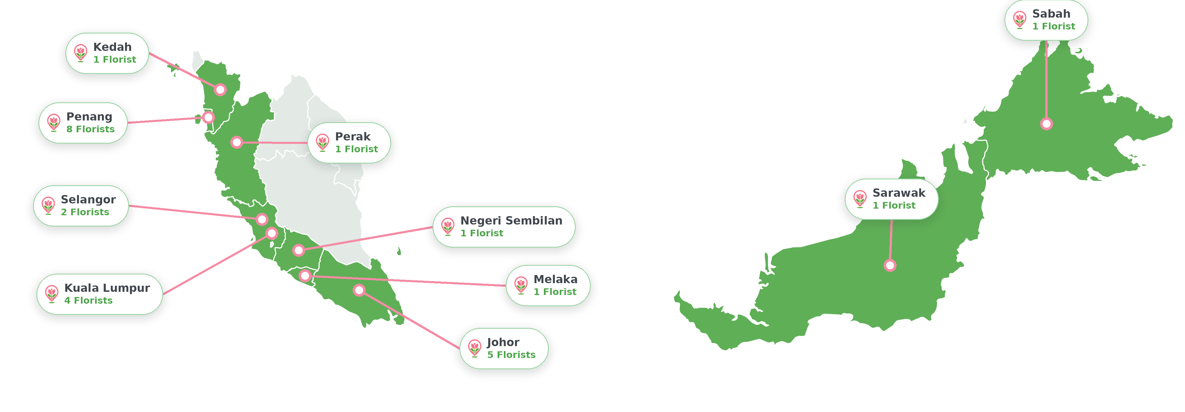 Flower Hub florist coverage map