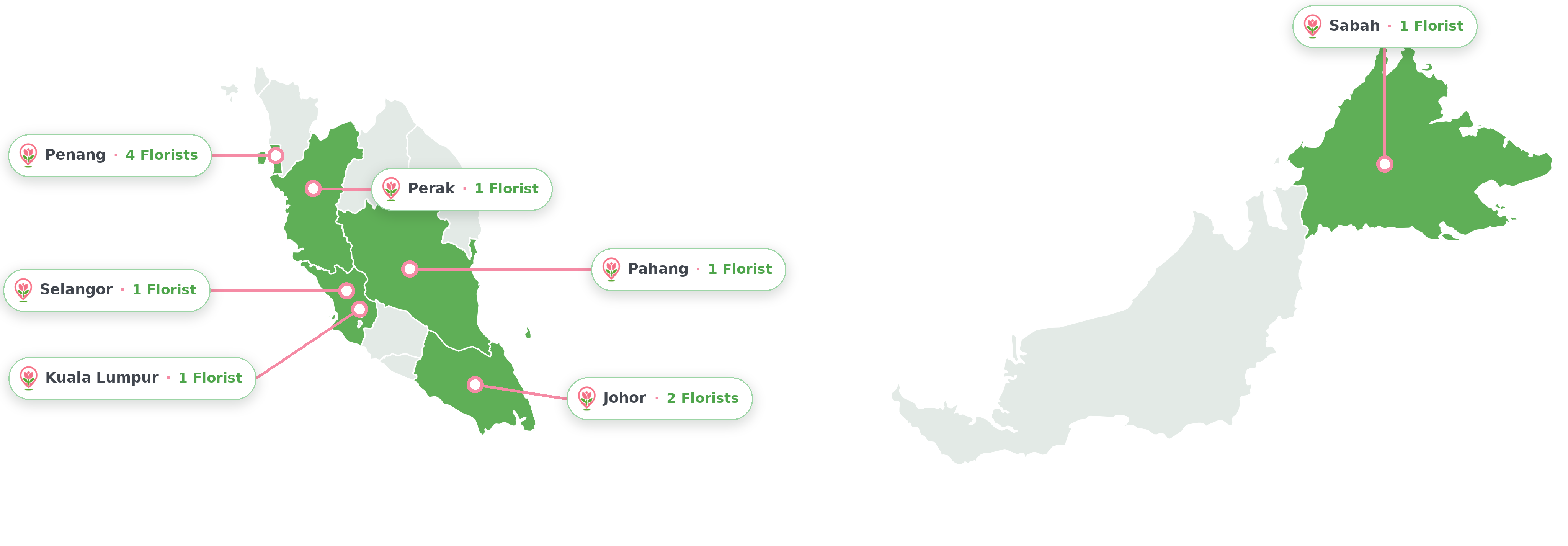 Flower Hub florist coverage map